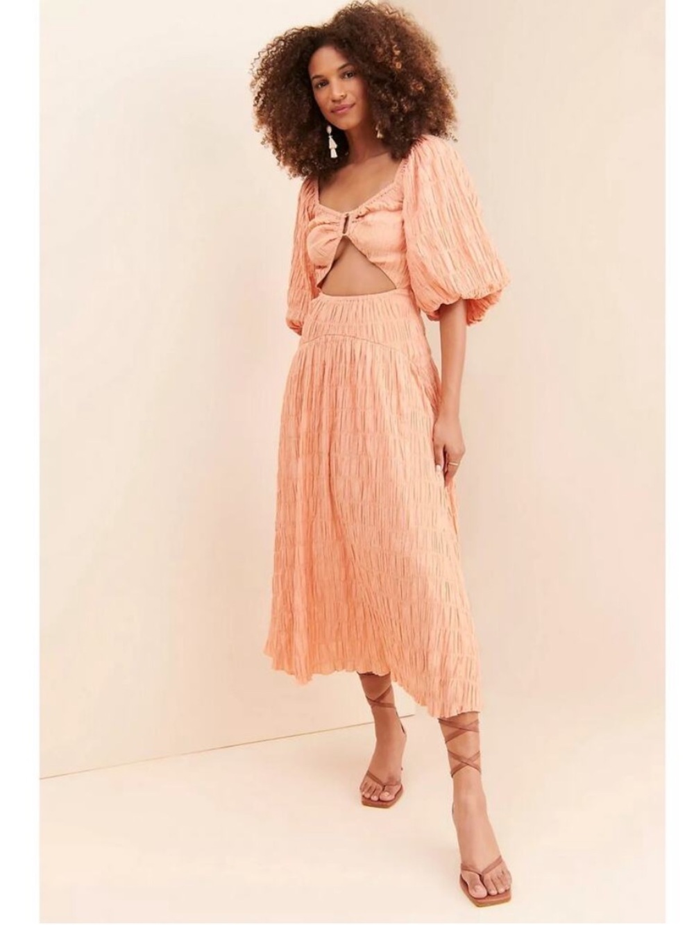 Sovere Mercy Reversible Midi Dress Apricot Cottagecore Coquette Boho Chic L
